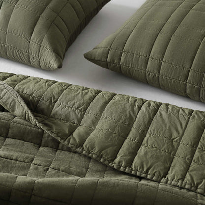 Washed European Linen Quilted Sham Set