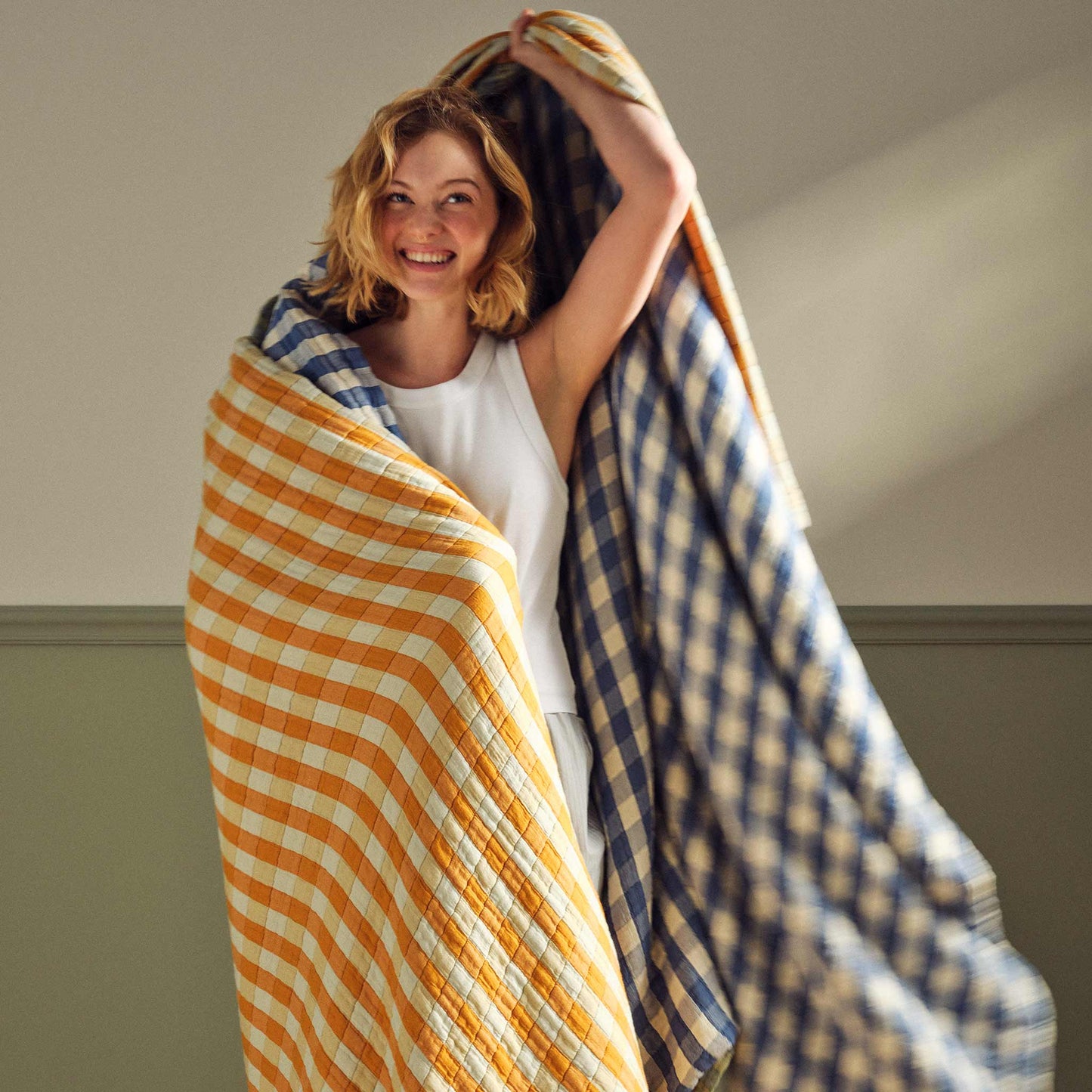 Breezeweave Cotton Gingham Bed Blanket